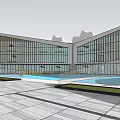 Modern Midea Sales Center Building with Glass Facade Geometric Design and Landscaping