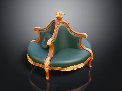 Multi Person Sofa In Classic Style With Green Upholstery Wooden Frame And Gold Accents 3d model