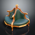 Multi Person Sofa In Classic Style With Green Upholstery Wooden Frame And Gold Accents