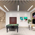 Indoor Table Tennis Room With Table And Decorations