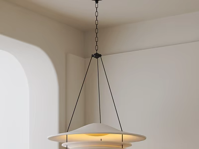 Modern Minimalist Interior Pendant Light With White Shade And Black Metal Frame 3d model