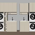 Modern Balcony Cabinet Design With Washing Machine Dryer Countertop Faucet And Lighting