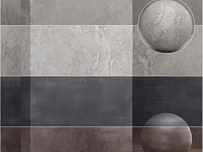 Construction Components Featuring Stone Textures Gray Tones Dark Brown Panels And Spherical Shapes 3d model