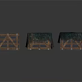 Open Wooden Crate With Slats And Two Covered Crates In Dark Cloth