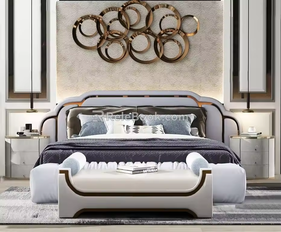 Background double bed 3d model