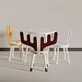 Modern Colorful Kids Stools With Antler Backrest Around White Round Table
