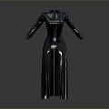 Shiny Black Long Slim Fit Modern Dress With Lustrous Fabric For Daily Life