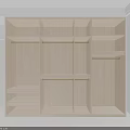 Modern Minimalist Light Colored Wardrobe Interior With Sleek Cabinet Doors And Drawers
