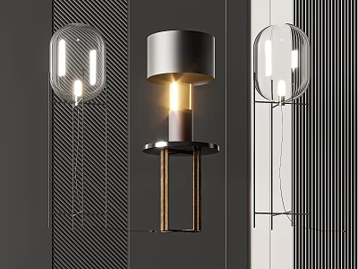 Stylish Table Lamps In Modern Design With Metal And Glass Materials For Interior Decoration 3d model