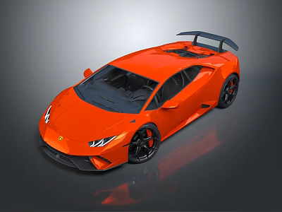 Orange Sports Car With Aerodynamic Design Black Rear Spoiler And Alloy Wheels 3d model