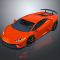 Orange Sports Car With Aerodynamic Design Black Rear Spoiler And Alloy Wheels