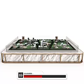 Commercial Equipment Architectural Model Featuring Transparent Cover Marble Base Detailed Buildings and Green Spaces