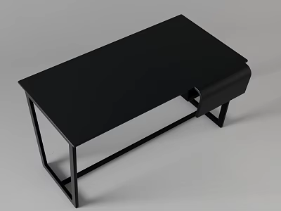 Black Modern Dressing Table with Sleek Top and Metal Frame in Contemporary Style 3d model