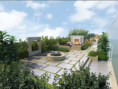 Roof Garden Modern Garden 3d model