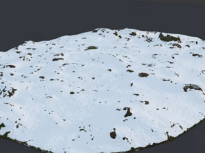 Road Infrastructure Covered With Snow Featuring Exposed Soil And Stones On Surface 3d model