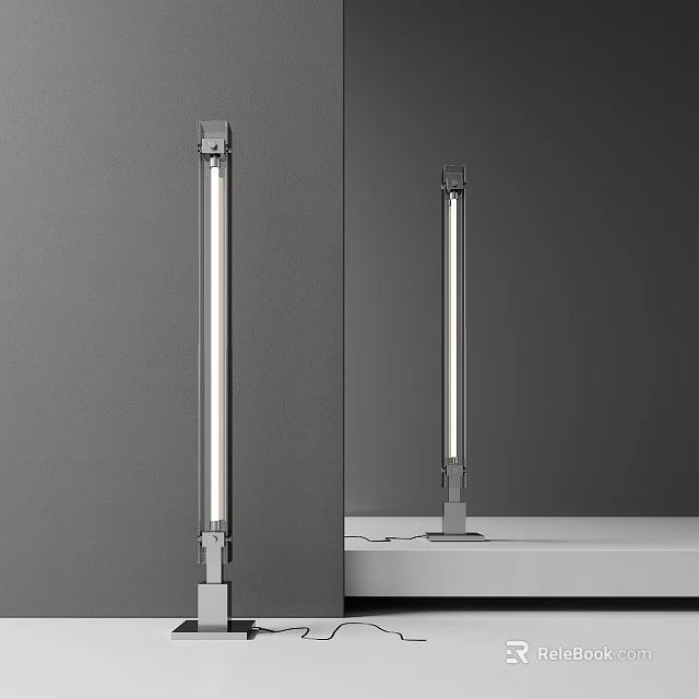 Modern Slim Floor Lamp With Metallic Structure For Home Interior Lighting 3d model 