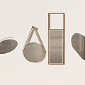 Modern Decorative Mirrors With Various Shapes And Metal Frames For Home Decor 3d model
