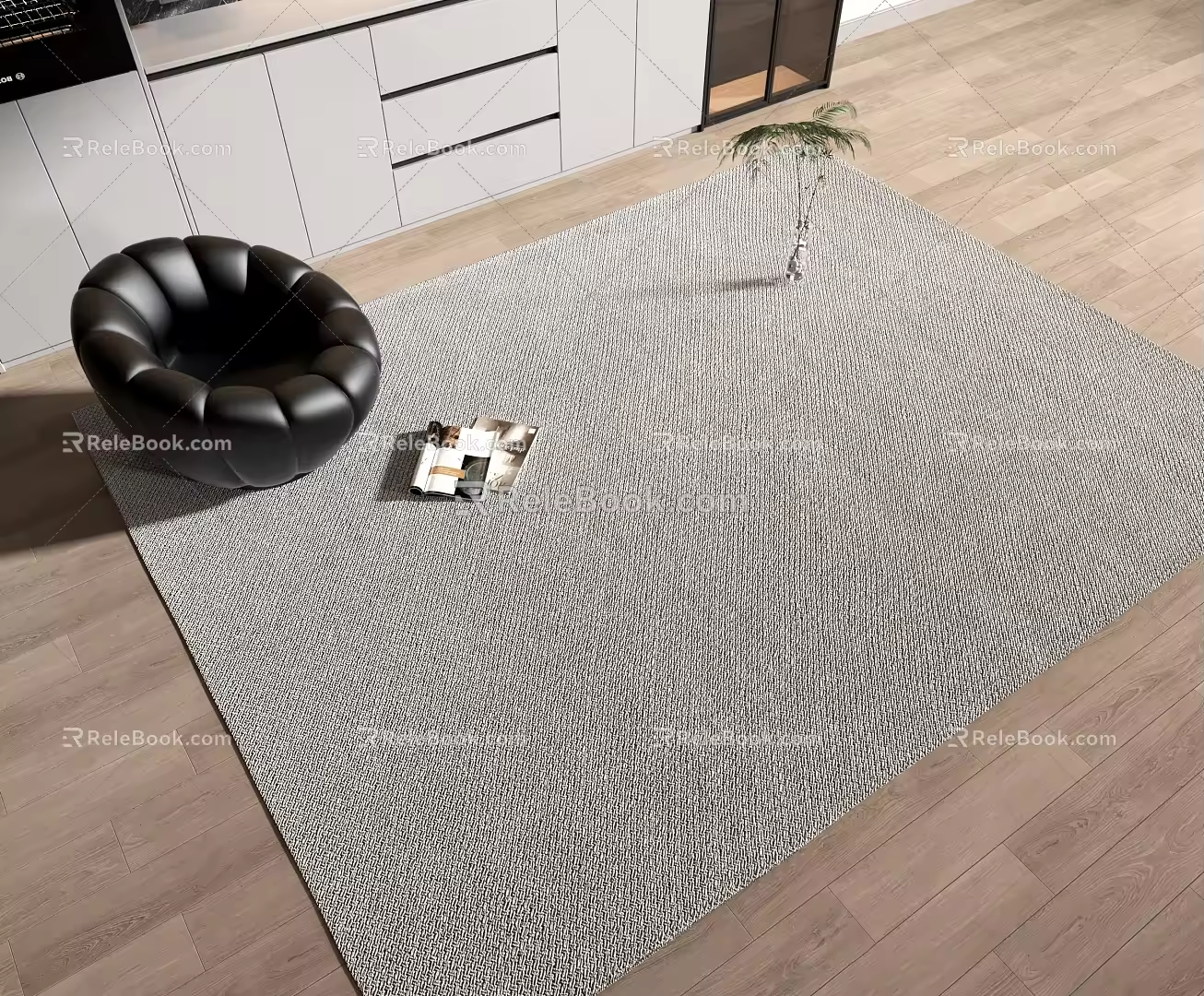Modern Lazy Sofa Square Carpet 3d model