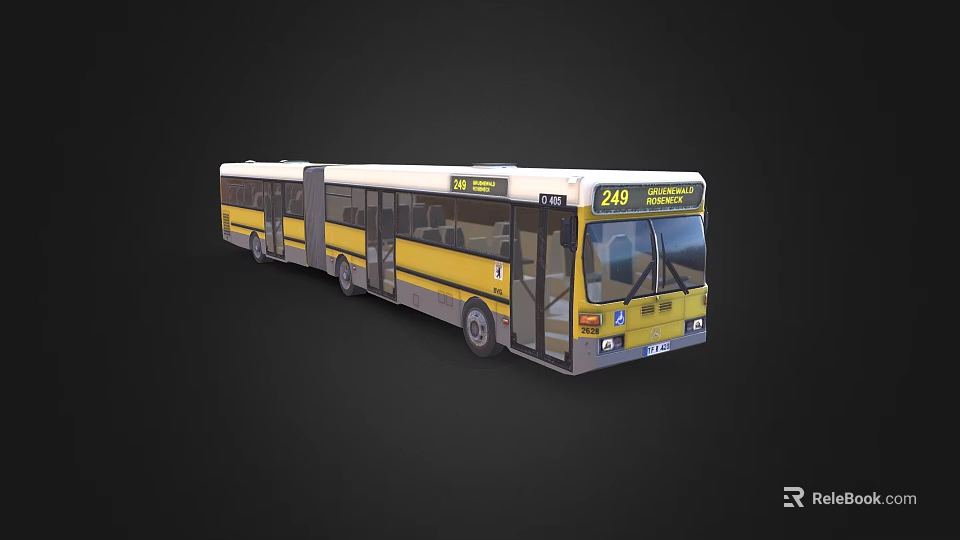 Yellow and White Articulated Bus Number 248 Downtown Express Urban Public Transit 3d model 