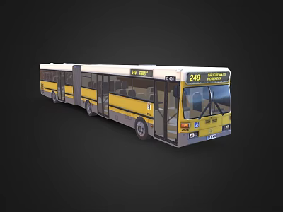 Yellow and White Articulated Bus Number 248 Downtown Express Urban Public Transit 3d model