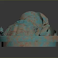 Detailed Turquoise Copper Textured Sculpture Carving With Intricate Design On Circular Base