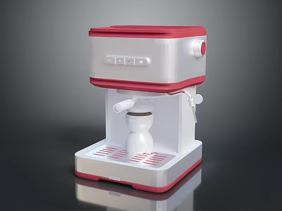 Red And White Electric Coffee Machine With Control Panel And Grid Base 3d model
