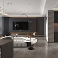 Modern Living Dining Room Interior With Sofa Coffee Table Rug And Floor To Ceiling Windows