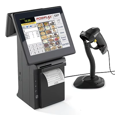 Professional Retail POS System With Touchscreen Display And Barcode Scanner 3d model