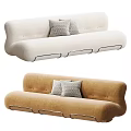 Modern Two Tone Cream And Brown Sofa With Plush Seats And Decorative Pillows