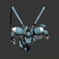 Futuristic Blue Humanoid Robot Character With Mechanical Armor And Sci Fi Design