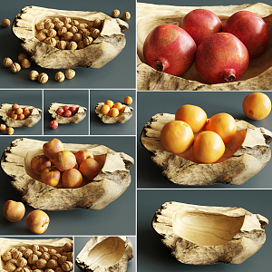 Modern Food Fruit Decorative Wooden Bowl 3d model