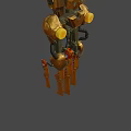 Golden Mechanical Sci Fi Weapon With Glowing Blades And Robotic Structure