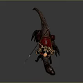 Armored Warrior Riding Fierce Reptilian Beast With Sharp Teeth And Red Saddle