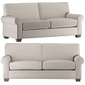 Modern Beige Fabric Two Seater Sofa With Comfortable Design And Armrests 3d model
