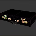 Black Leather Briefcase With Golden Metal Fittings And Smooth Reflective Surface