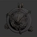 Vintage Metal Decorative Ornament Set With Hanging Chains And Intricate Base Design