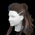 Hair Jewelry Accessories With Blue Decorations On Braided Brown Hair Mannequin Head