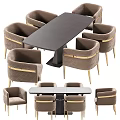 Modern Luxury Dining Table Set With Marble Top And Grey Upholstered Gold Leg Chairs