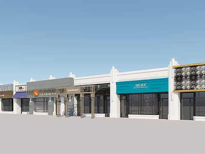 Modern Commercial Street With Colorful Storefronts Retail Shops And Glass Windows 3d model
