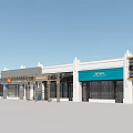 Modern Commercial Street With Colorful Storefronts Retail Shops And Glass Windows