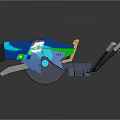 3D Cosmic Spacecraft Model With Blue Black Design And Mechanical Arm Structure