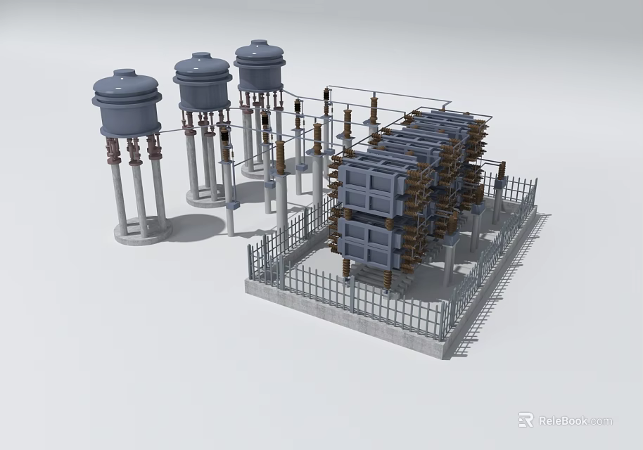 Industrial Equipment System Featuring Transformers Switchgear Cabinets And Metal Frames 3d model 