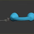 Blue Vintage Telephone With Coiled Cord And Reflection On Smooth Black Surface