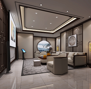 new chinese style video room home theater 3d model