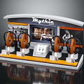Mythic Premium Headphones Showcase On Modern Display Stand With Exhibition Setup