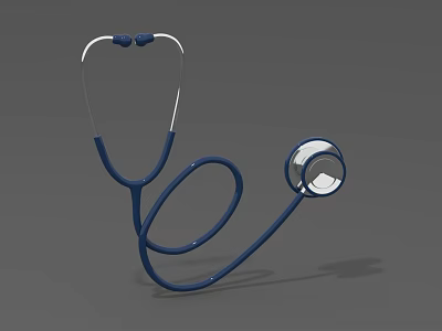 Professional Medical Device Blue Stethoscope With White Head And Flexible Tubing Design 3d model