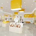 Bright And Modern Kids Clothing Store Interior With Yellow White Decor Clothing Displays And Bright Lighting