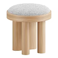 Modern Gray Padded Seat Black Wooden Stool With Cylindrical Legs Design
