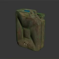 Rusted Jerry Can With Red and Green Rust Blue Cap Spout And Number 68 Mark