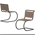 Modern Minimalist Leisure Chairs Featuring Black Metal Frame And Brown Seat Backrest